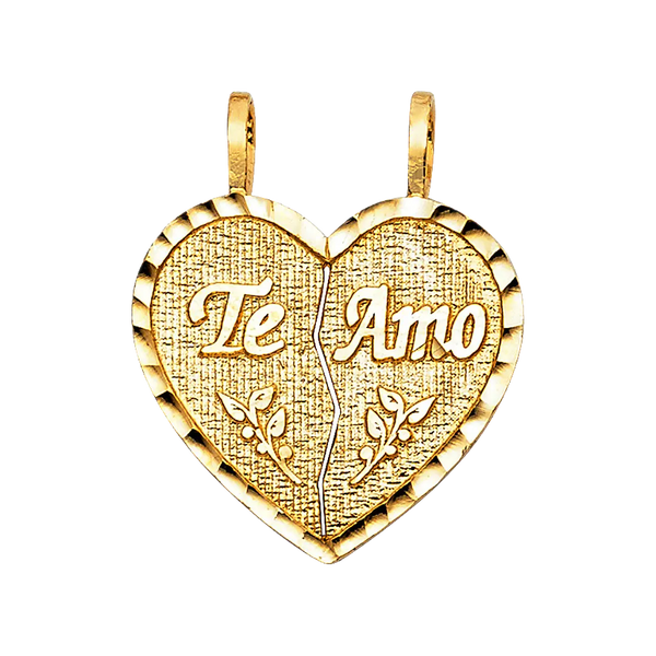 Te Amo Heart 2 Piece Pendant - 14k Yellow Gold