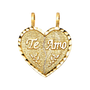 Te Amo Heart 2 Piece Pendant - 14k Yellow Gold