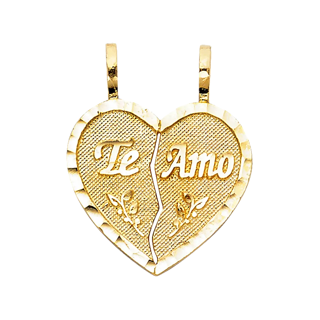 Te Amo Heart 2 Piece Pendant - 14k Yellow Gold