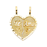 Te Amo Heart 2 Piece Pendant - 14k Yellow Gold