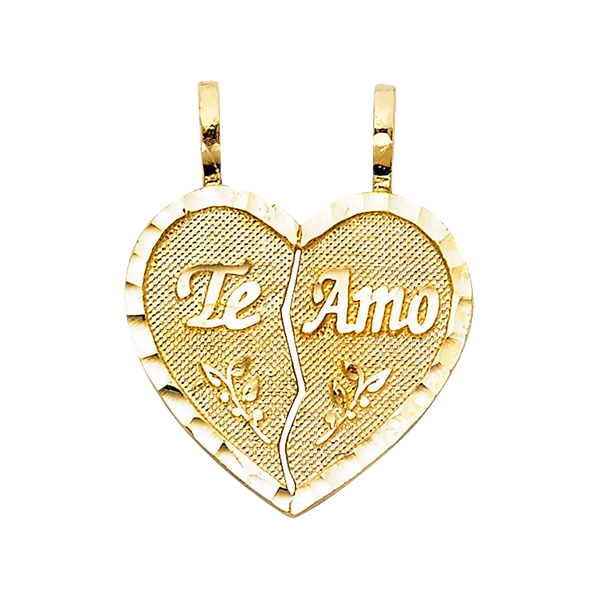 Te Amo Heart 2 Piece Pendant - 14k Yellow Gold