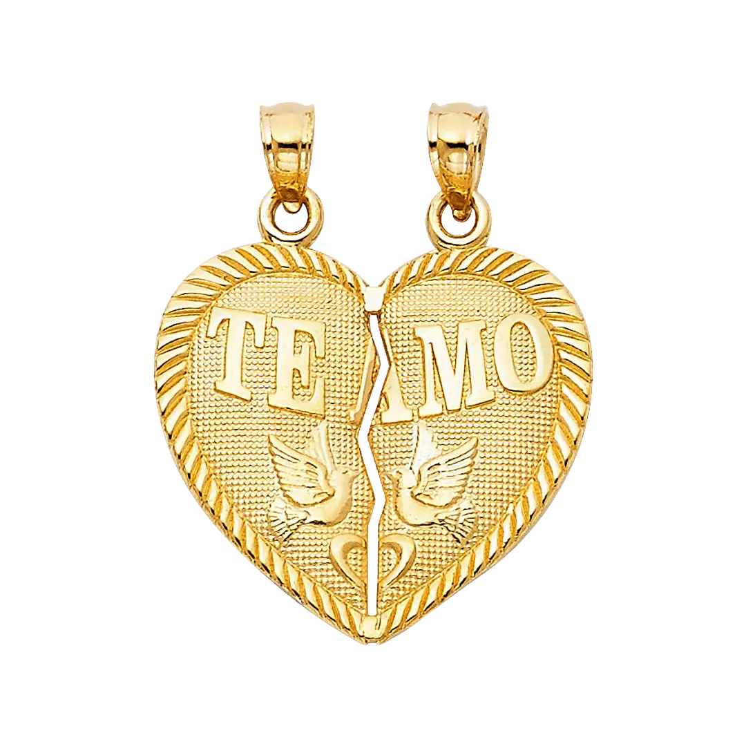 Te Amo Heart 2 Piece Pendant - 14k Yellow Gold