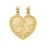 Te Amo Heart 2 Piece Pendant - 14k Yellow Gold