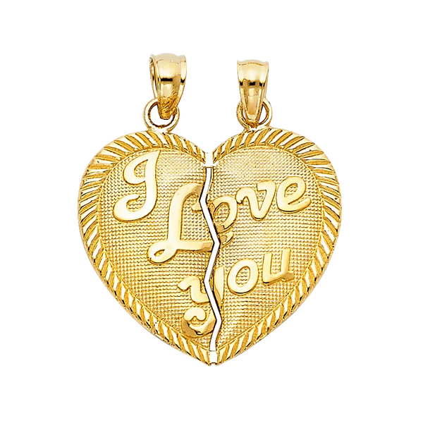 I Love You Heart 2 Piece Pendant - 14k Yellow Gold