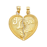 I Love You Heart 2 Piece Pendant - 14k Yellow Gold