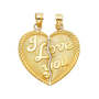 I Love You Heart 2 Piece Pendant - 14k Yellow Gold