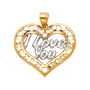 I Love You Heart Pendant - 14k Two Tone Gold