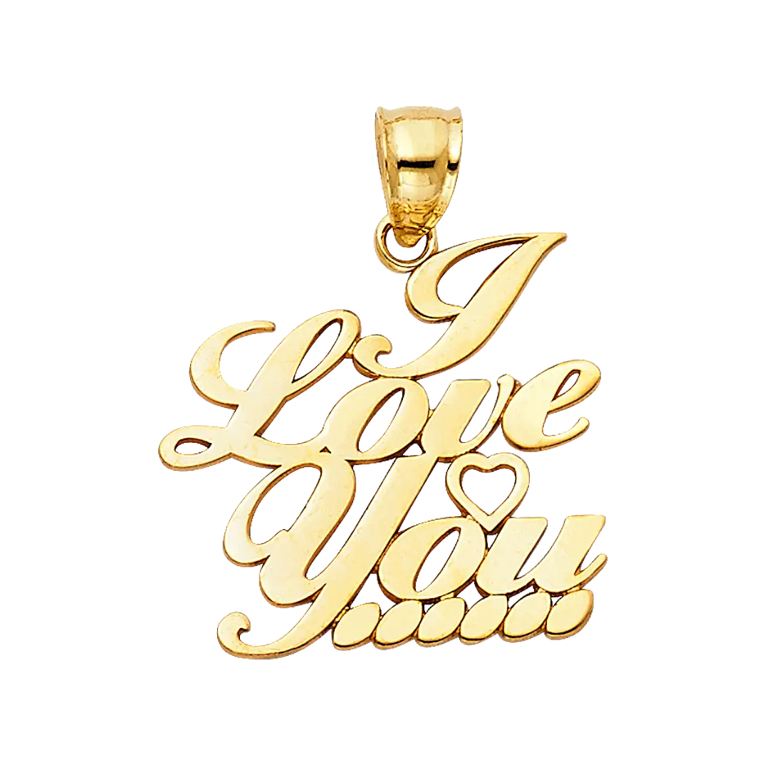 I Love You Heart Pendant - 14k Yellow Gold