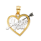 I Love You Heart Pendant - 14k Two Tone Gold