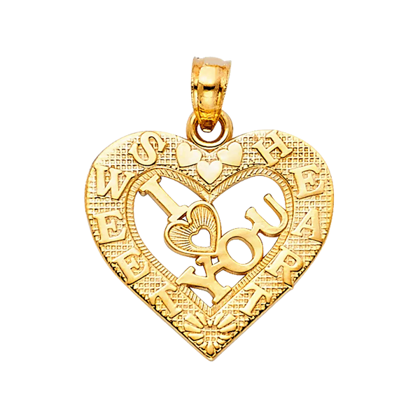 I Love You Heart Pendant - 14k Yellow Gold