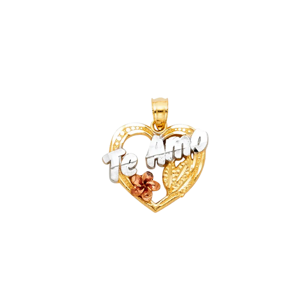 Heart Te Amo Pendant - 14k Tri Color Gold