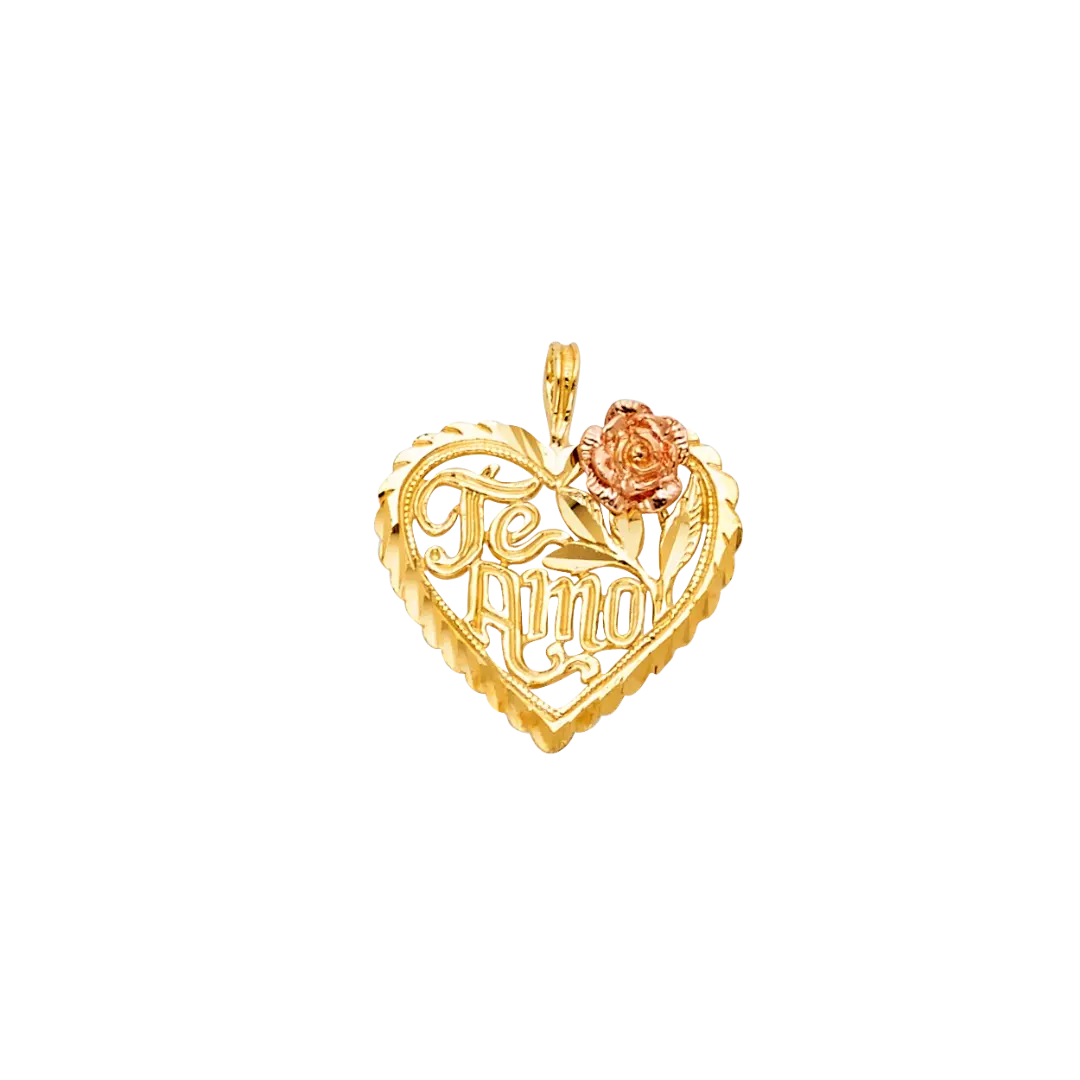 Heart Te Amo Pendant - 14k Two Tone Gold