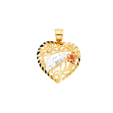 Heart Te Amo Pendant - 14k Tri Color Gold