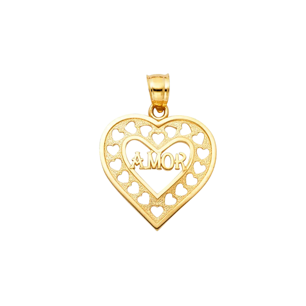 Heart Te Amo Pendant - 14k Yellow Gold