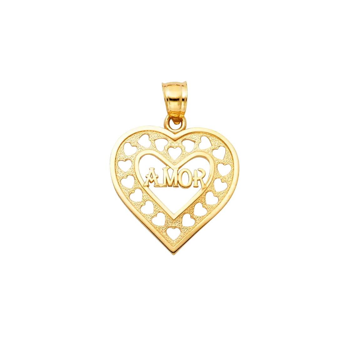 Heart Te Amo Pendant - 14k Yellow Gold