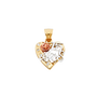 Quince Anos Heart with CZ Pendant - 14k Tri Color Gold