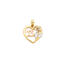 Quince Anos Heart with CZ Pendant - 14k Tri Color Gold