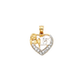 Quince Anos Heart with CZ Pendant - 14k Two Tone Gold