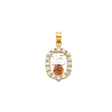 Quince Anos with CZ Pendant - 14k Tri Color Gold