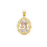 Oval Quince Anos Pendant - 14k Tri Color Gold