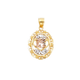 Oval Quince Anos Pendant - 14k Tri Color Gold