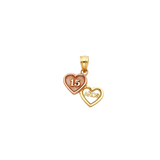 Quince Anos Heart Pendant - 14k Two Tone Gold