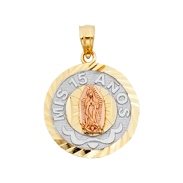 Quince Anos Pendant - 14k Tri Color Gold