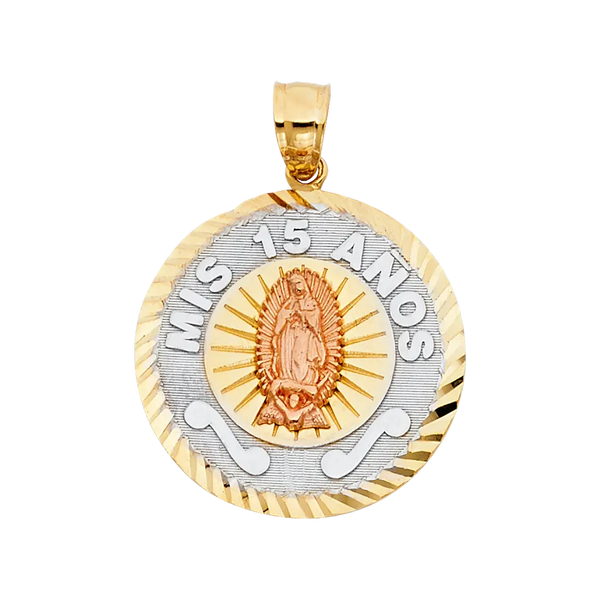 Quince Anos Pendant - 14k Tri Color Gold