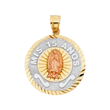 Quince Anos Pendant - 14k Tri Color Gold