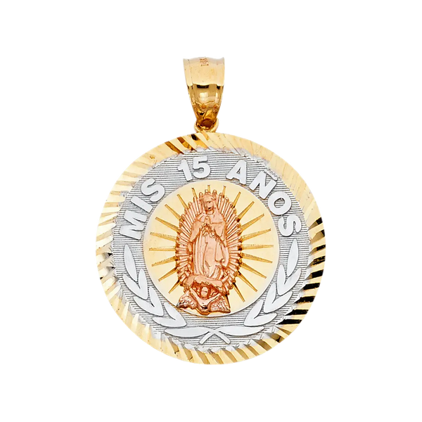 Quince Anos Pendant - 14k Tri Color Gold