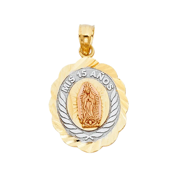 Quince Anos Pendant - 14k Tri Color Gold