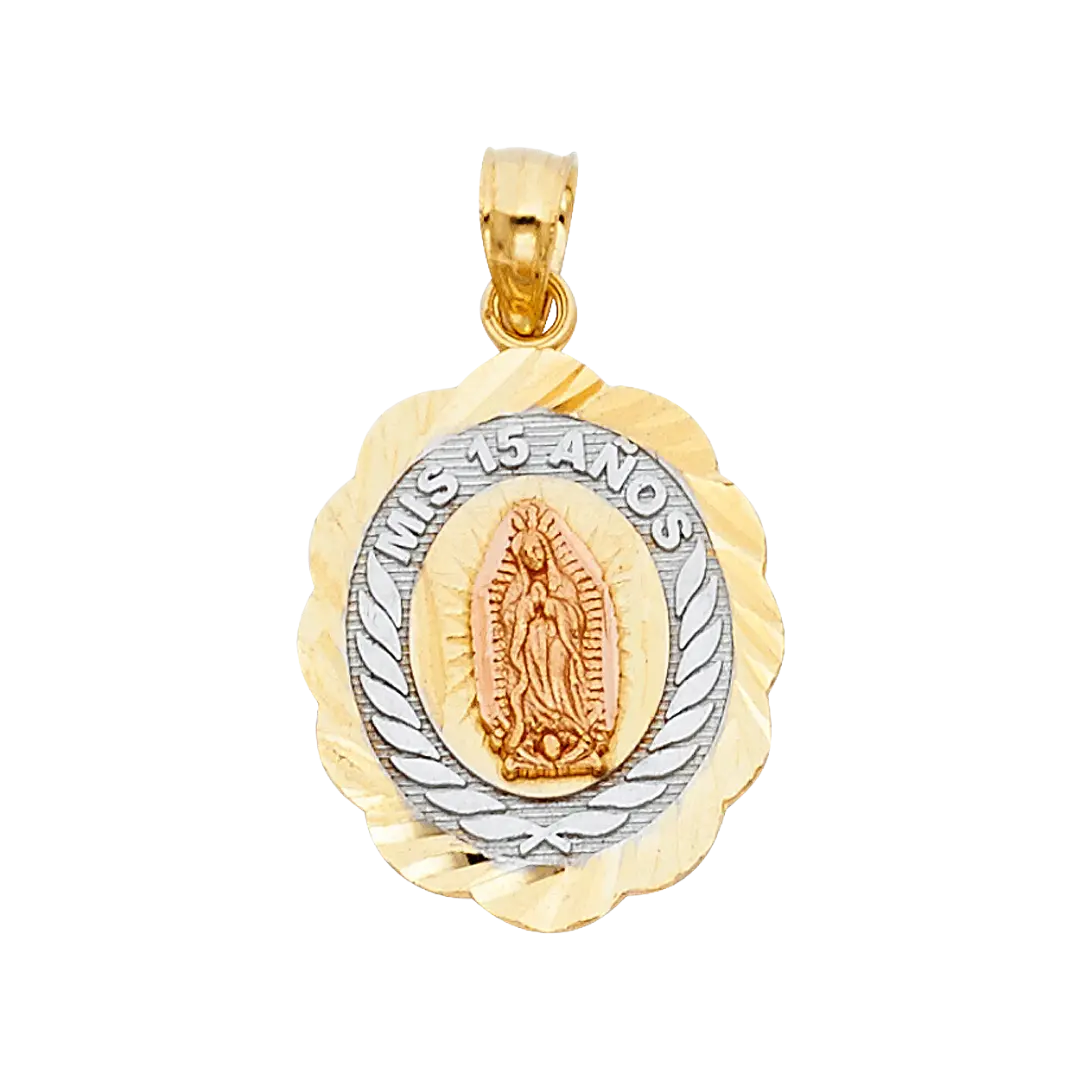 Quince Anos Pendant - 14k Tri Color Gold