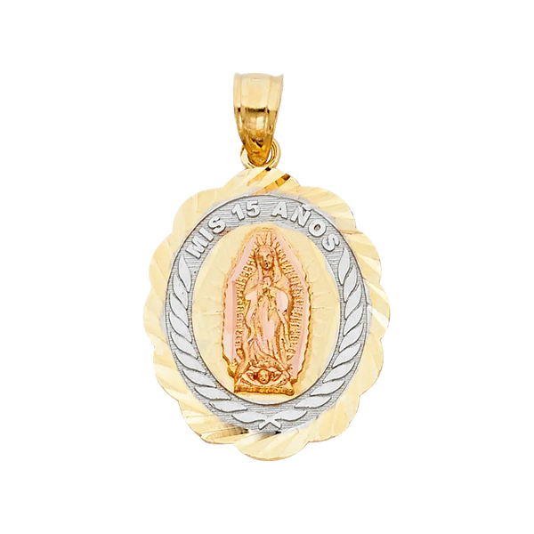 Quince Anos Pendant - 14k Tri Color Gold