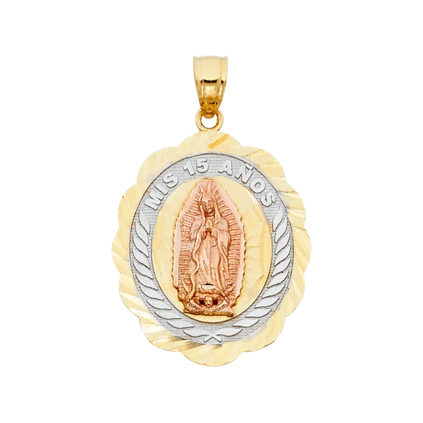 Quince Anos Pendant - 14k Tri Color Gold