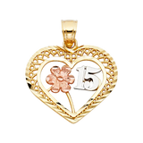 Quince Anos Heart Pendant - 14k Tri Color Gold