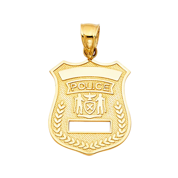 Police Badge Pendant - 14k Yellow Gold