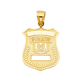 Police Badge Pendant - 14k Yellow Gold