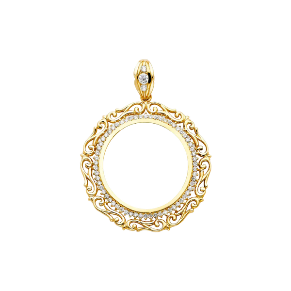 Round CZ Frame (50 Pesos) - 14k Gold