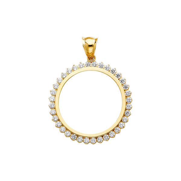 Round CZ Frame (50 Pesos) - 14k Gold