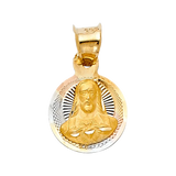 Jesus Stamp Pendant - 14k Tri Color Gold