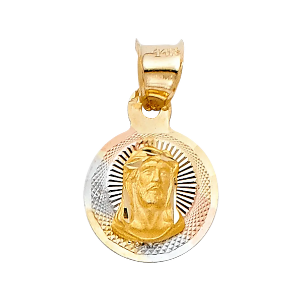 Jesus Stamp Pendant - 14k Tri Color Gold