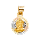 Jesus Stamp Pendant - 14k Tri Color Gold