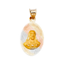 Jesus Stamp Pendant - 14k Tri Color Gold