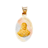 Jesus Stamp Pendant - 14k Tri Color Gold