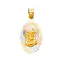 Jesus Stamp Pendant - 14k Tri Color Gold