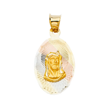 Jesus Stamp Pendant - 14k Tri Color Gold