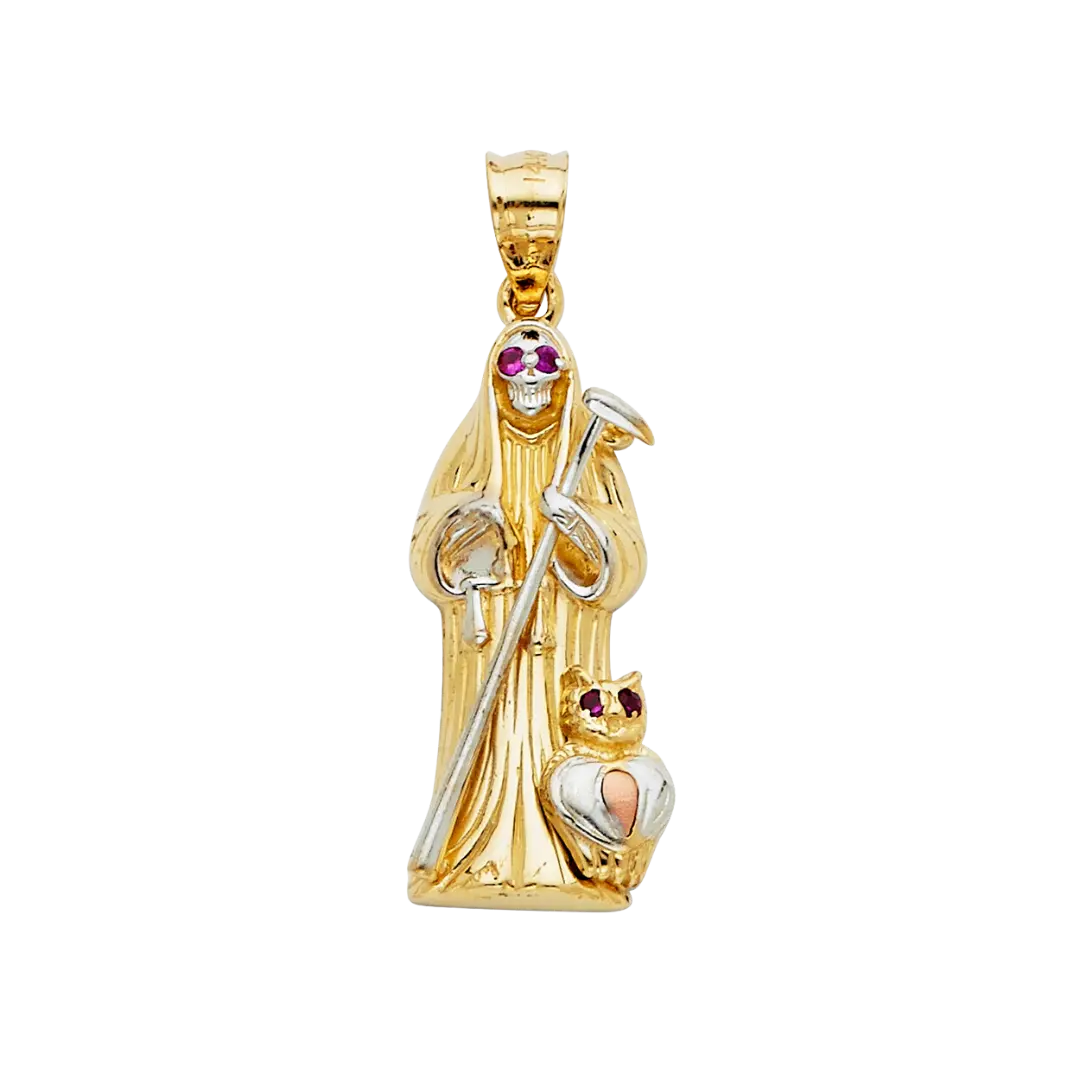 Santa Muerte Pendant - 14k Two Tone Gold