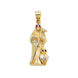 Santa Muerte Pendant - 14k Two Tone Gold