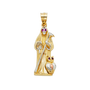 Santa Muerte Pendant - 14k Two Tone Gold