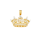 Quince Anos Crown with CZ Pendant - 14k Yellow Gold